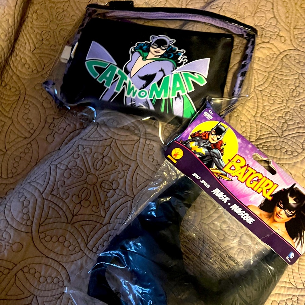 Batgirl + Cat woman combo - Mask & Cosmetic bags (NWT)
